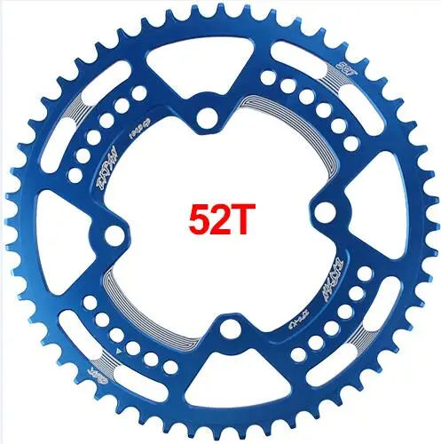 52T Round Blue EKFan 38 T/40 T/42 T/44 T/46 T/48 T/50 T/52 T узкая широкая круглая ведущая звездочка велосипеда 104BCD цепь 7075-T6 MTB велосипед круг шатунная пластина - Цвет: 52T Round Blue