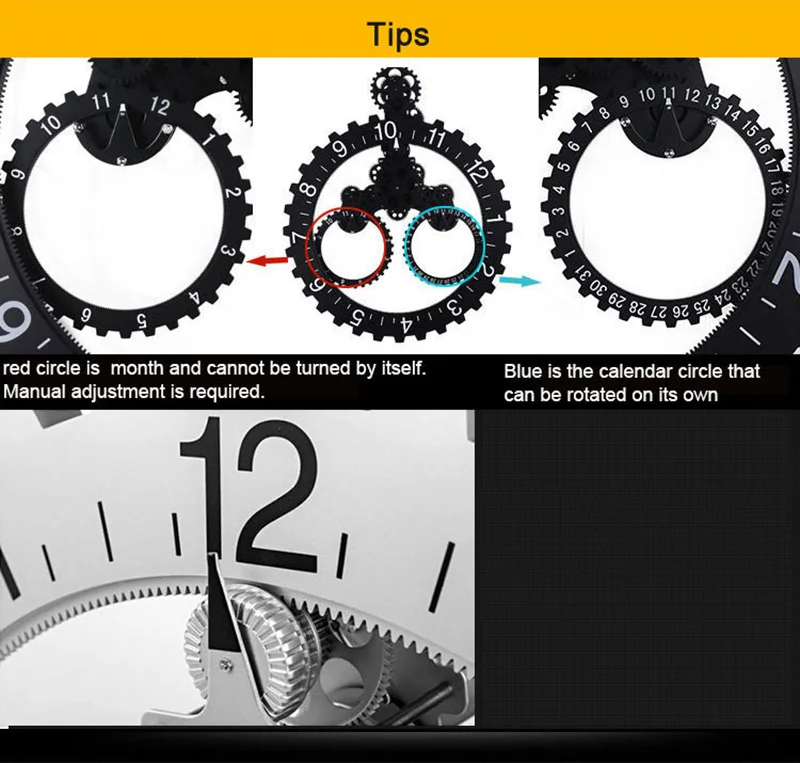 DIY Большой Механический Стиль шестерни элементы кварцевый механизм декоративные настенные часы современный стимпанк большой месяц/дата/час колеса часы