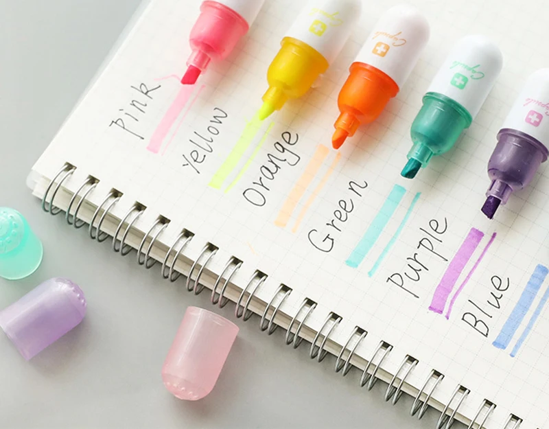 6 шт. мини таблетки капсулы бронзатор школьный маркер для выделения цветные ручки Канцтовары живопись маркер для граффити ручка