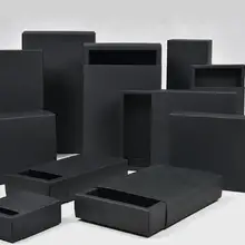 100 шт большой бумажная шкатулка для драгоценностей ящик подарок Коробки черный картон ручной работы пластиковая подарочная упаковка пользовательские золото/логотип из серебряной фольги