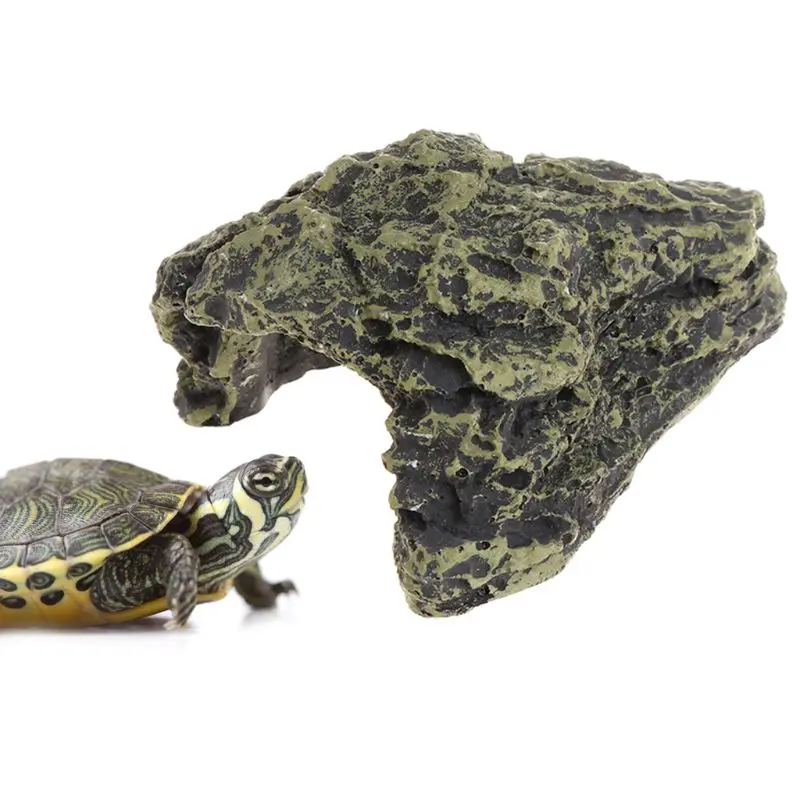 

Reptile Cave Turtle Bask Back Caves Platform Case Decoration Landscape Resin Lifelike Habitat Hide Rock For Lizard Snake Tortois