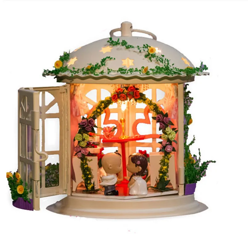 Creative DIY Miniature Dollhouse Wrought Iron DIY Kit with Light and