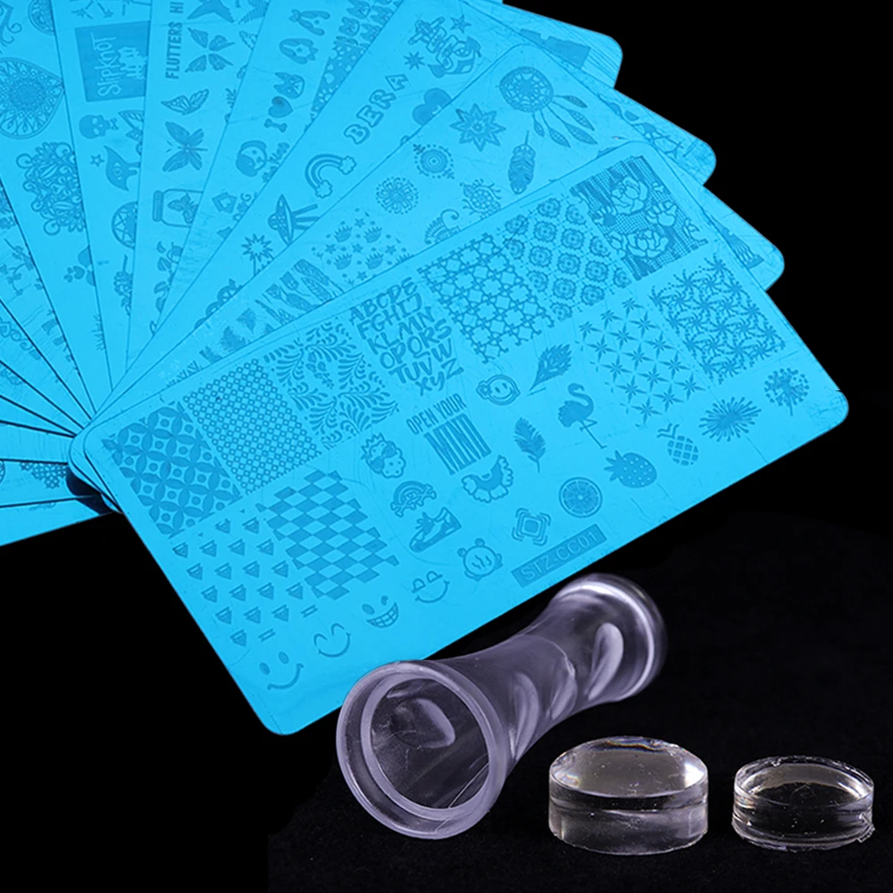 

10Pcs Laser Nail Stamping Plates Set Flower Dreamcatcher Jewelry Geometric Nail Design Stamps Decor Nail Accessories SASTZ-CC*10