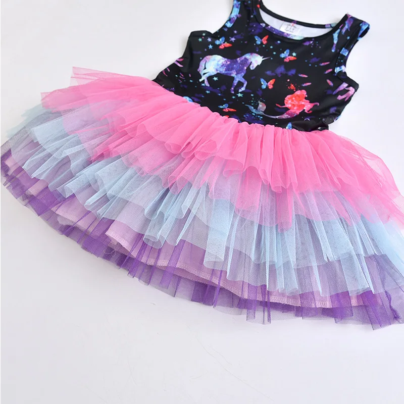 VIKITA/летнее платье-пачка для девочек детские пляжные платья на день рождения для маленьких принцесс; vestidos; детское Сетчатое платье из тюля; Licorne