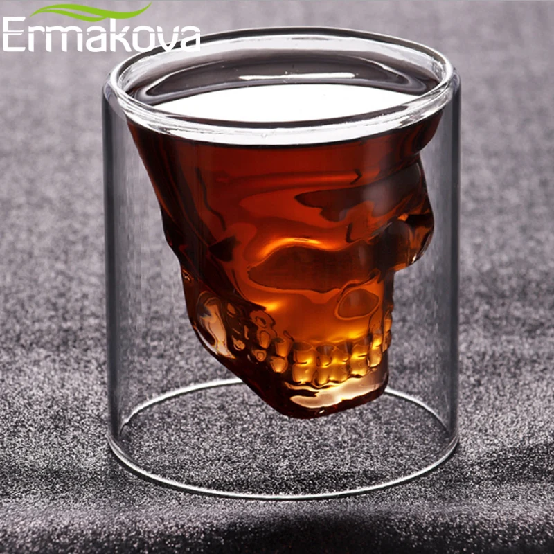 ERMAKOVA 250 мл стеклянная кружка с черепом, кружка для вина, пива, бокал для виски, вина, водки, бара, клуба, пива, вечерние, для отеля, Свадебные бокалы es