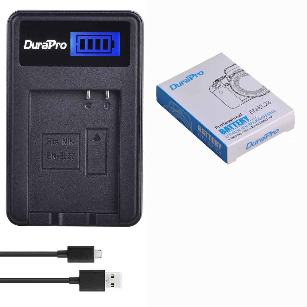 DuraPro EN-EL23 EN EL23 1850mAh 3,8 V литий-ионный аккумулятор+ ЖК-Зарядное устройство USB для камеры Nikon COOLPIX P600 S810c P900 P610