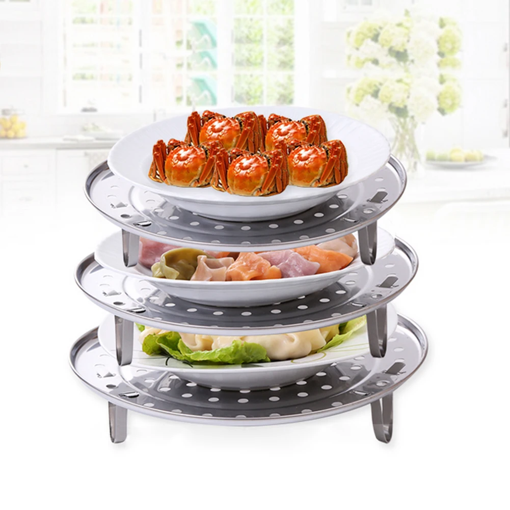 

Hot Stainless Steel Steamer Rack Insert Stock Pot Steaming Tray Stand Cookware Tool Microondas Rack Kitchenware