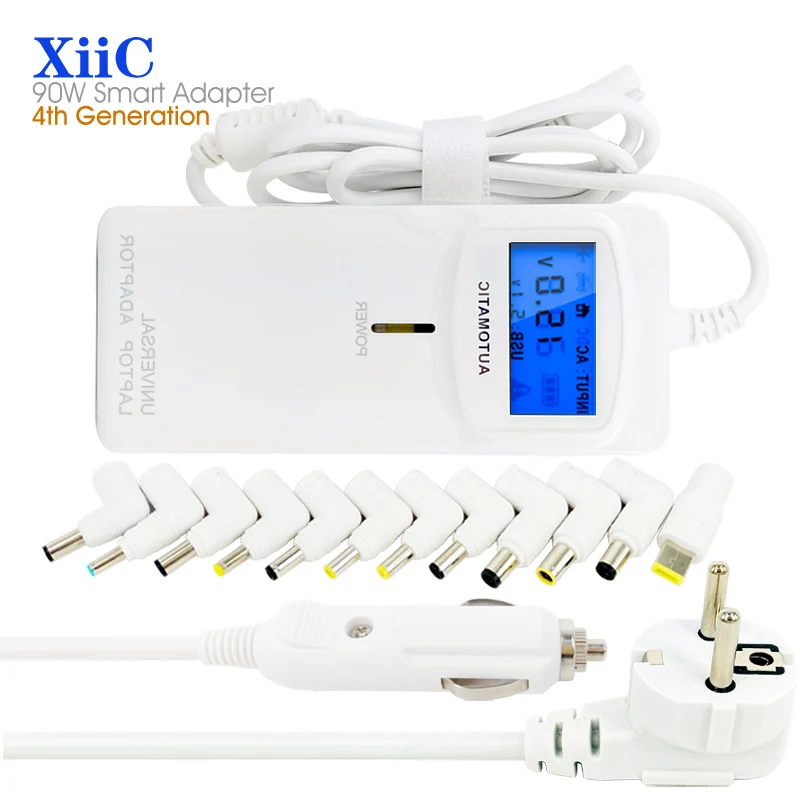 

XiiC Laptop Adapter Fourth Generation LCD Universal Smart Power Supply with USB for Phone Charging Home and Car Notebook Adapter