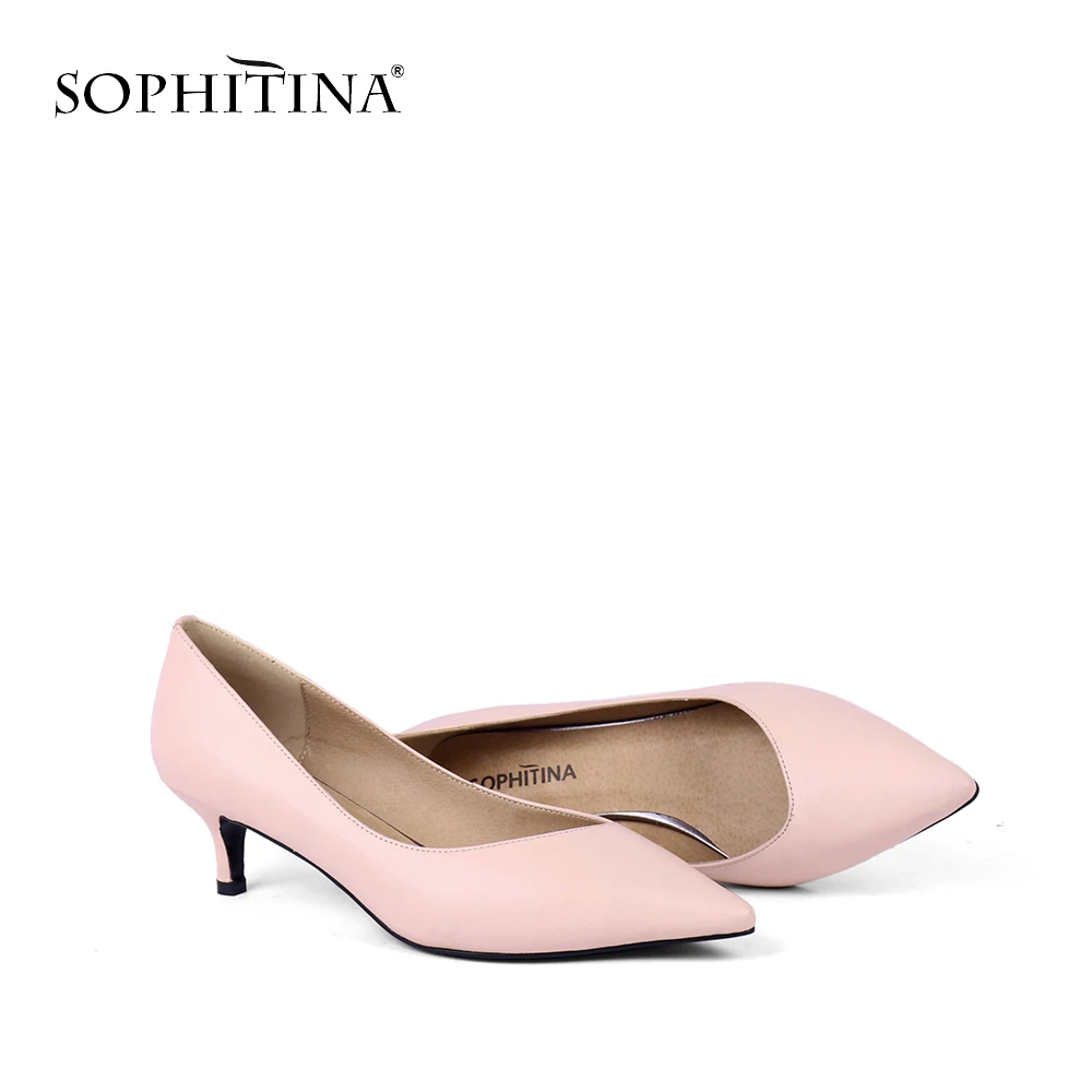 SOPHITINA Sexy Pointed Toe Pumps Fashion High Quality Genuine Leather Hot Sale Thin Heel Shoes New Design Women's Pumps MC146