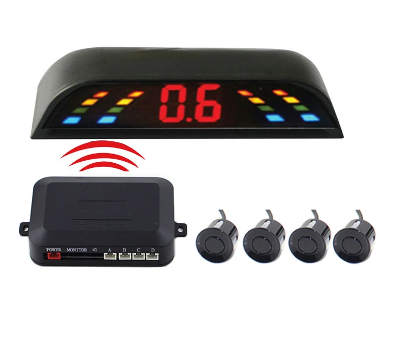 New LED Display Wireless Parking Sensor Kit 4 Sensors Auto Car Reverse Assistance Backup Radar Monitor