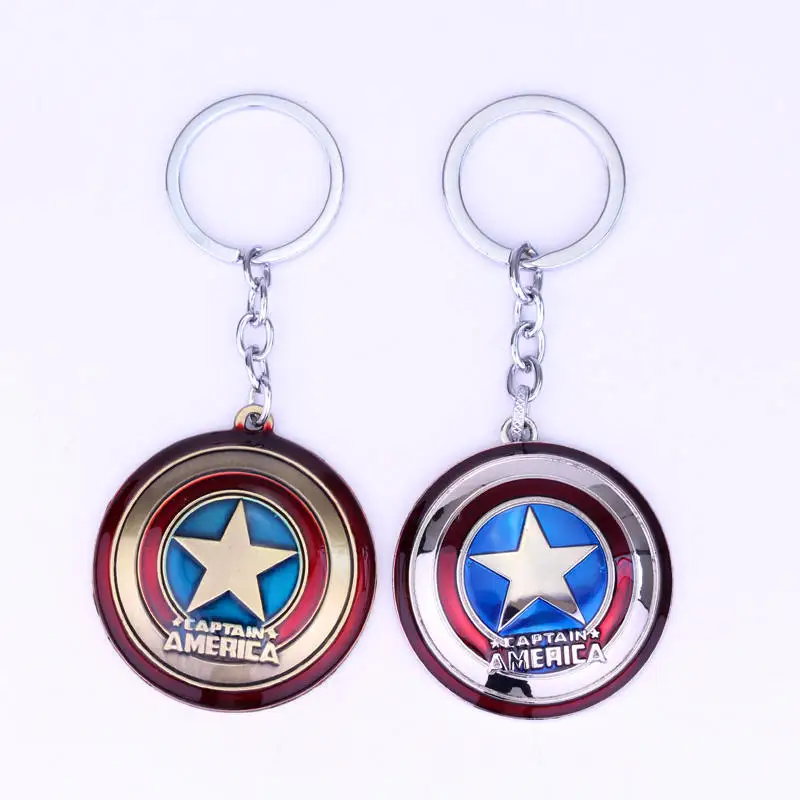 

The Avengers Captain America Key Chain Rotatable Shield Key Rings For Gift Chaveiro Car Keychain Action Figure Cosplay Toys