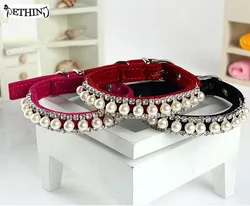 ETHIN New Diamond Dog Pet Collar Puppy Collars Cat Accessories Rhinestone With Buckle Personalized Pearl Necklace For Pet Dogs