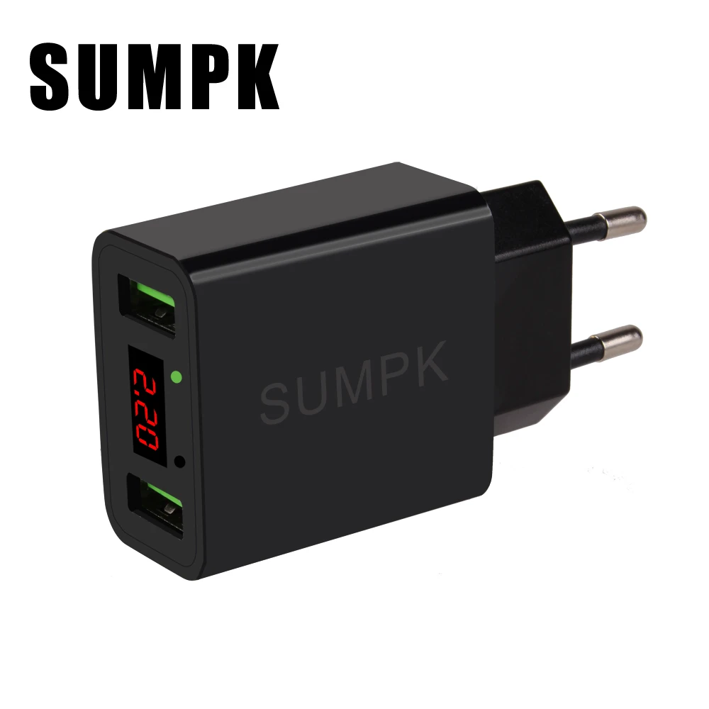 SUMPK Dual USB дорожное зарядное устройство 5V2. 2A светодиодный дисплей Смарт Быстрая зарядка мобильное зарядное устройство для iPhone iPad samsung