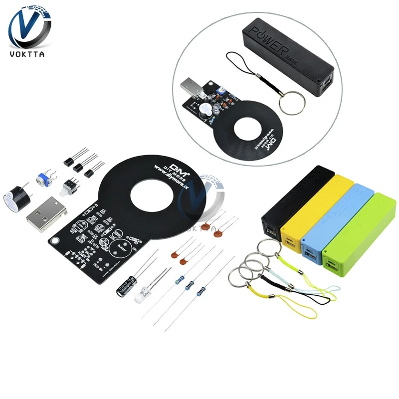 

Metal Detector Kit DC 3V-5V 60mm Detective Non-contact Sensor Module with 18650 USB Power Bank Box DIY Kit Metal Detector Finder