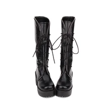 Angelic imprint/новые модные зимние женские сапоги до колена в стиле «панк» в стиле «Лолита»; Размеры 35-39; 8430