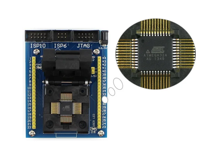 M16 + ADPII ATmega16 ATmega32 TQFP44 AVR программный адаптер тестовое гнездо