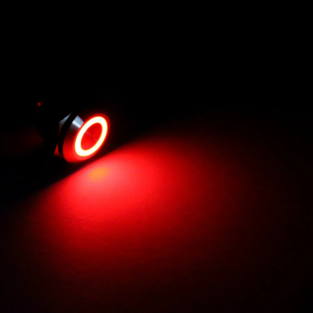 

Areyourshop Push Button Switch Mini 4 Pin 12mm Red LED Metal Push Button Momentary Switch Waterproof