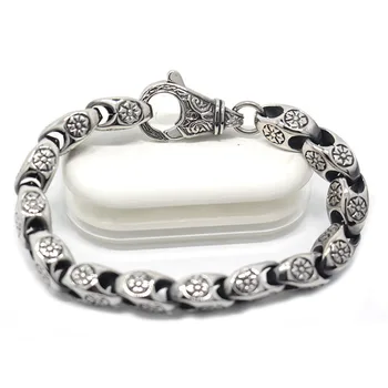 

Best Gift For Women Men Stainless Steel Heavy Wristban Mens 21.5cm Cuban Flower Bike Chain Bracelet 10mm