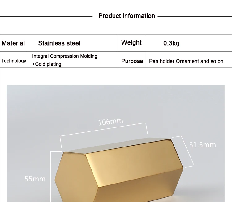 Золотой Нержавеющая сталь Шестигранная ручка держатель для стола Органайзер стенд мульти применение карандаш горшок офисный Декор