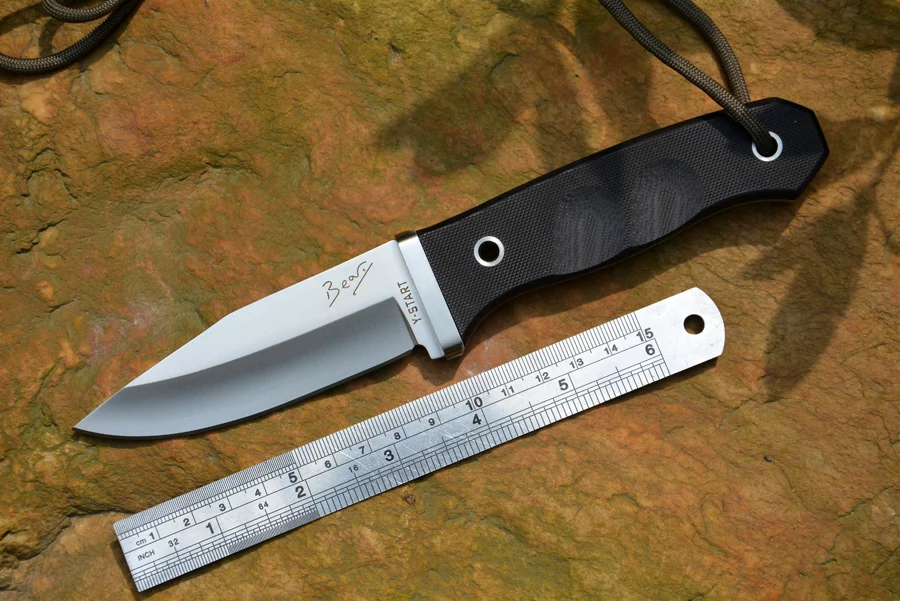 Comprar YSTART cuchillo de caza ATS 34 de hoja fija G10 manejar táctica de supervivencia cuchillos con Kydex cuchillo