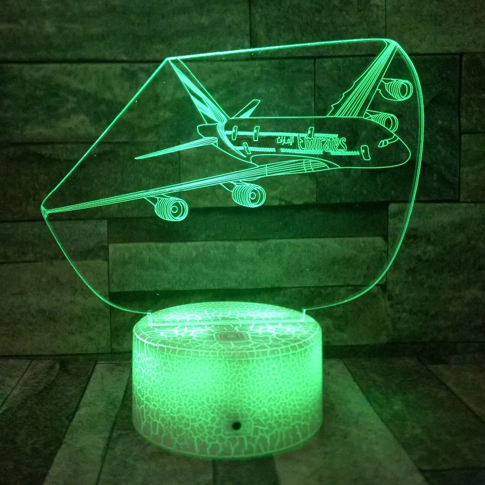 Самолет 3D ночник 7 цветов изменить СВЕТОДИОДНЫЙ JET настольная лампа искусство домашнего детей спальный bluetooth-колонка с подсветкой 3d лампа