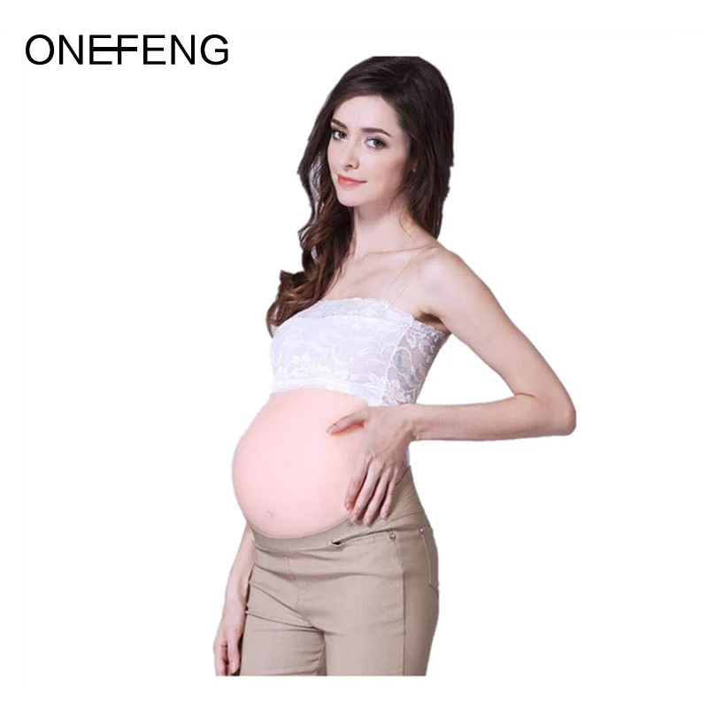 

ONEFENG Simulation Pregnant 6-10 month Fake Skin Silicone Artificial Belly for Cross Dressing Actor Model Women Jelly Tummy