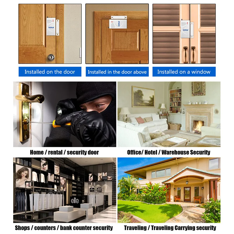 KERUI WIFI Security Alarm System Wireless Tuya Smart Home Outdoor Siren Horn Window Door Sensors Motion Detector Security System Security Alarm Smart Siren Alarm Wireless Alarm Motion Detector