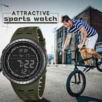 

SYNOKE Fashion Casual Brand Men Watch Multi-Function 50M Waterproof Watch LED Digital Double Action Clock Watches relogio