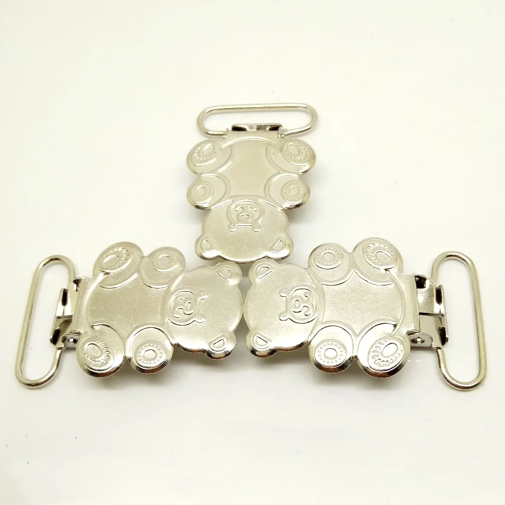 

20pcs pacifier clips 25mm wholesale metal bear suspender clips enamel pacifier clips