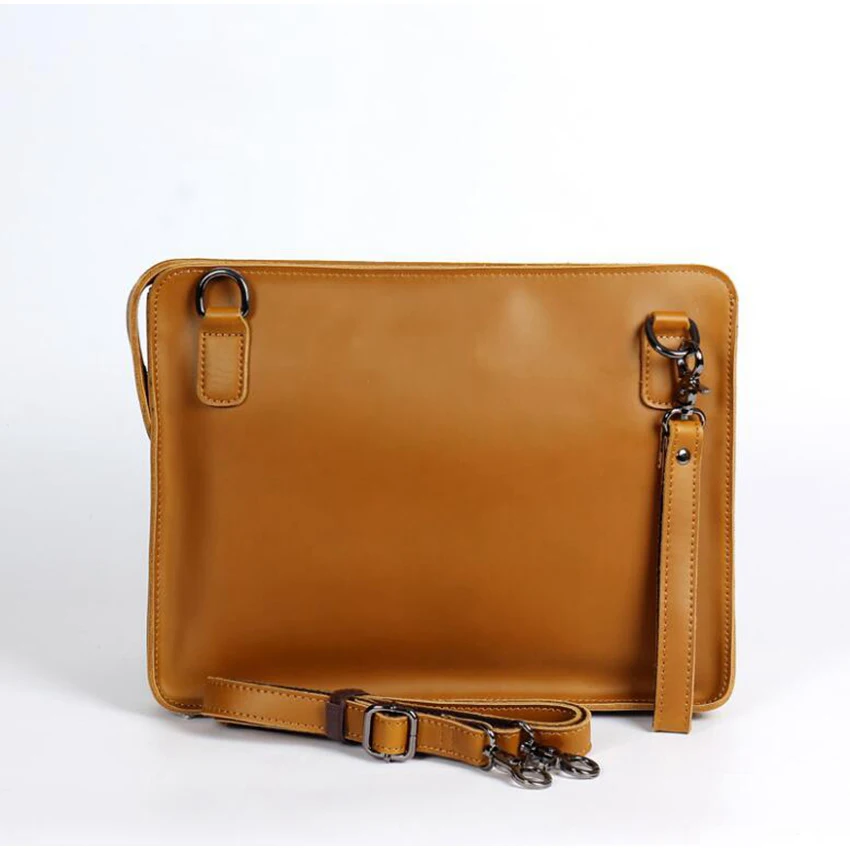 Engraved Picture Cowhide Leather Shoulder Bags Men Handbag Vintage Crossbody Bags Business