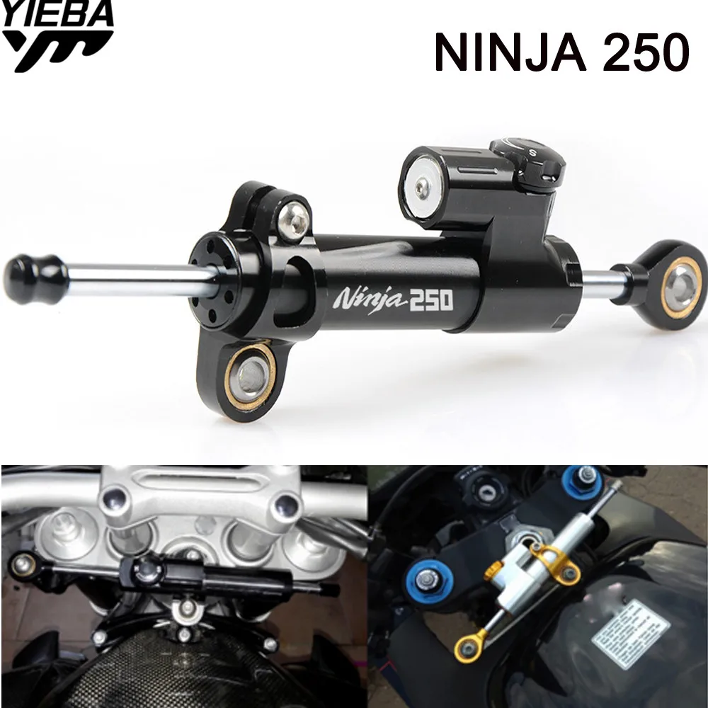 NINJA250 LOGO Universal Motorcycle Damper Steering Stabilize Safety Control FOR KAWASAKI NINJA 250 300 250R 400R ZX10R 650R 1000