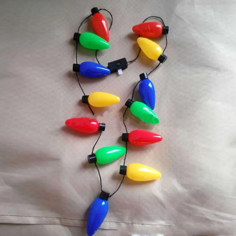 

HOT Festival Necklace LED Light Up Plastic Flashlight Luminous Christmas Party Bulb Necklaces For Adults Kids NDS66