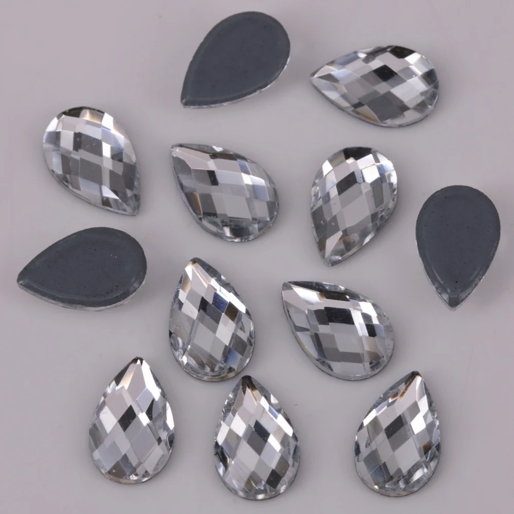 

Lead Free 5x8mm Crystal Clear Pear Chessboard Iron On Crystal Stones / Flat Back Hotfix Rhinestones