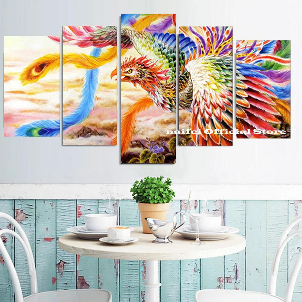 

New Arrivals Diy 5D Diamond Painting kits Full square Mosaic Diamond Embroidery Diamond cross stitch Phoenix 5pcs Multi-picture