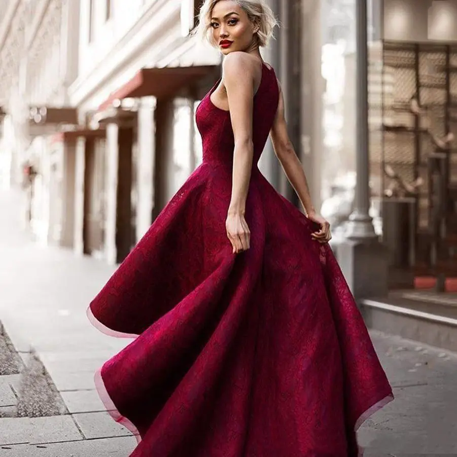 Платья для выпускного вечера, темно-Красное Кружевное платье vestido de gala, сексуальное платье на выпускной, бальное платье, вечернее платье - Цвет: picture color