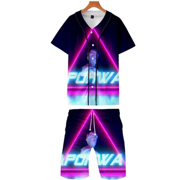 

Vaporwave 3D Printed Two Piece Set Fashion Summer Short Sleeve Baseball T-shirts+Beach Shorts 2019 Casual Streetwear Clothes