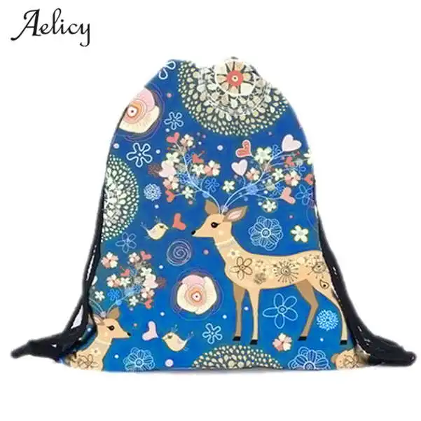 

Aelicy Print Mini Backpack Women Mochila Fashion School Bags for Teenagers sac a dos Drawstring Backpack Men High quality