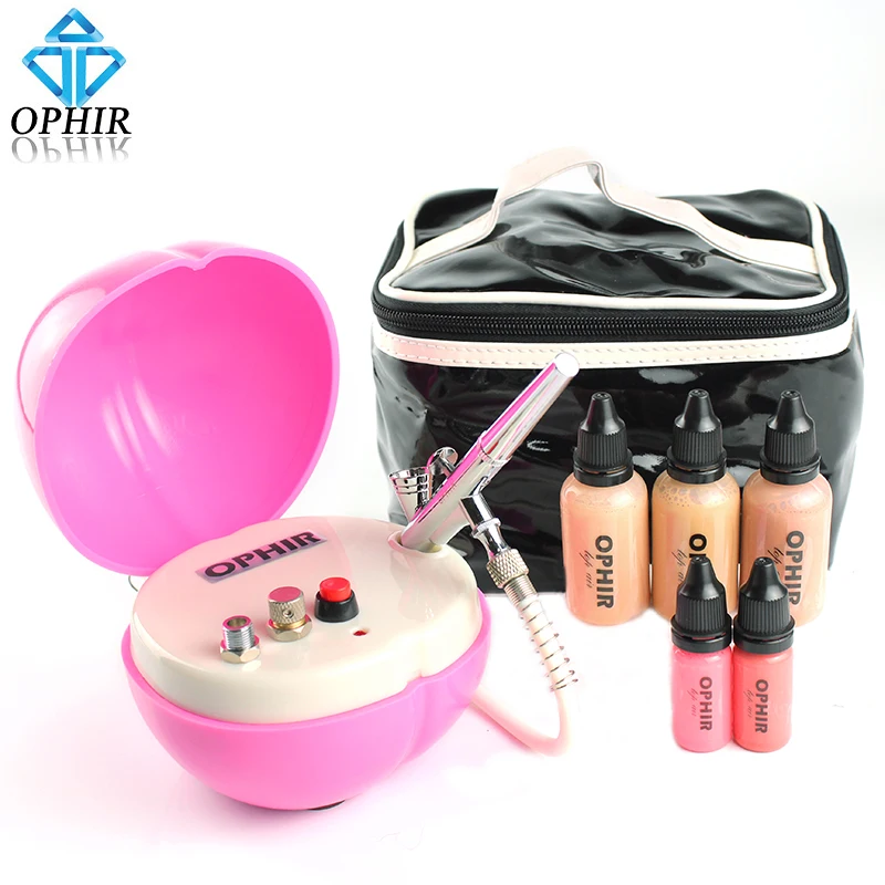 OPHIR Pro 0 3mm Airbrush Makeup System Kit With Air Compressor Concealer Foundation Blush Eyeshadow Set