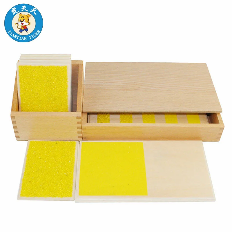  Montessori Baby Early Educational Sensorial Toys Wood Material Rough & Smooth Touch Boards With Box