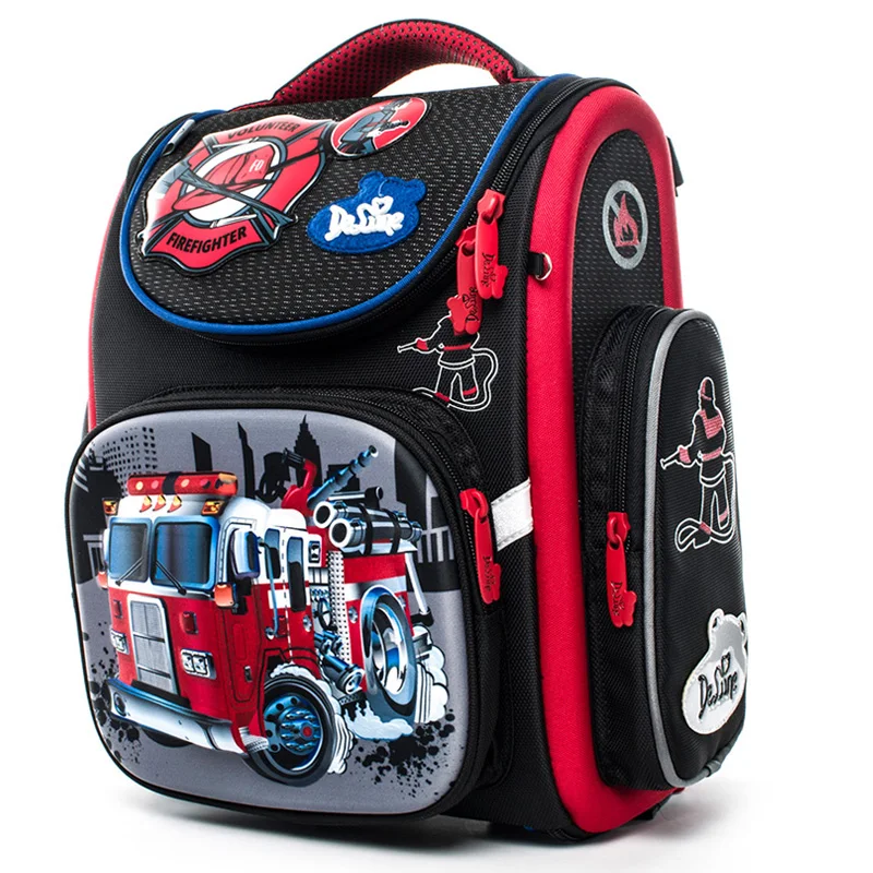 

Delune Cartoon School Bags Mochila Infantil Car Pattern Children Orthopedic School Backpacks for Boys Student Backpack Grade 1-5
