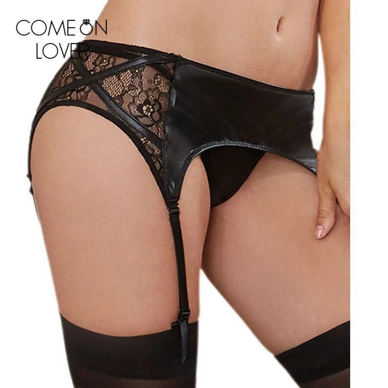 Comeonlover Plus size 5XL 6XL lace patchwork faux leather garter women for stockings suspender belt hot sexy garter belt PL5118 Comeonlover Plus size 5XL 6XL lace patchwork faux leather garter women for stockings suspender belt hot sexy garter belt PL5118