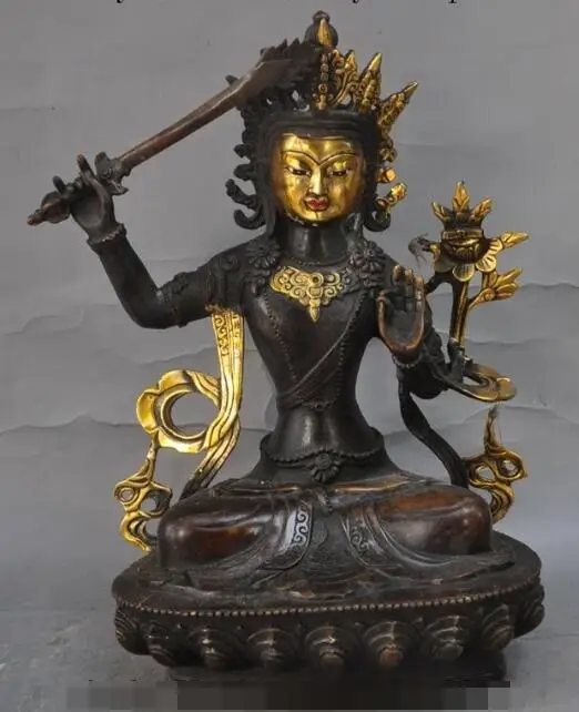 

S03926 tibet Bronze gilt Manjusri Manjushri Bodhisattva Guan Yin Kwan-yin buddha Statue (B0328)