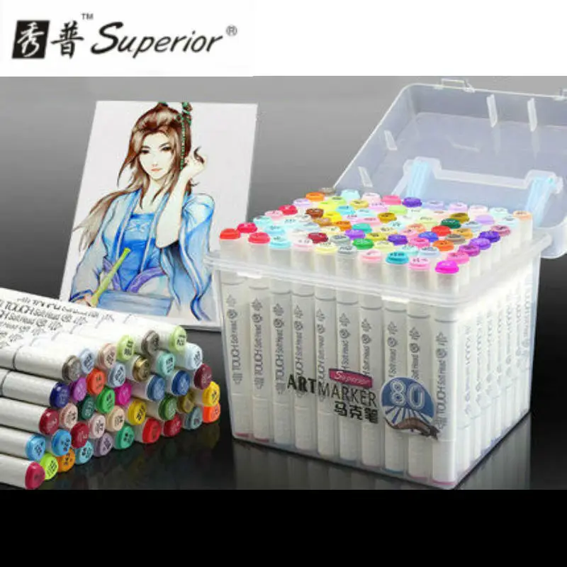 Superior 80colors/set Alcohol Oily Marker Double headed Art Marker