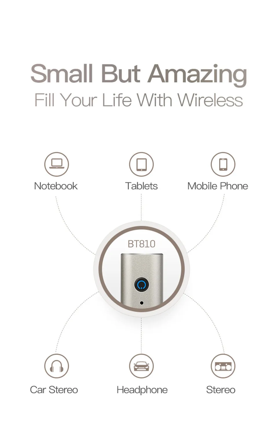 Car Bluetooth 4.2 Transmitter Universal 3.5mm Wireless Music Audio Receiver Adapter Rechargeable Handsfree for Headphone Speaker (6)