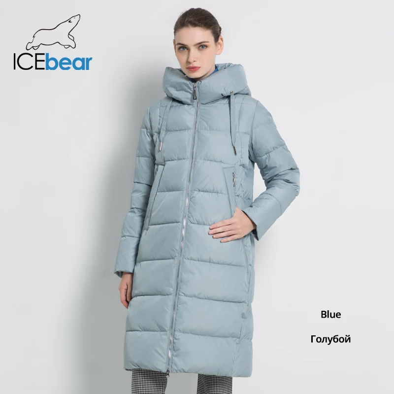 ICEbear Новинка зимняя женская куртка Длинное женское пальто Толстая теплые Женские хлопчатобумажные модные куртки высокого качества с капюшоном парки марка Женская одежда GWD18238I - Цвет: G404