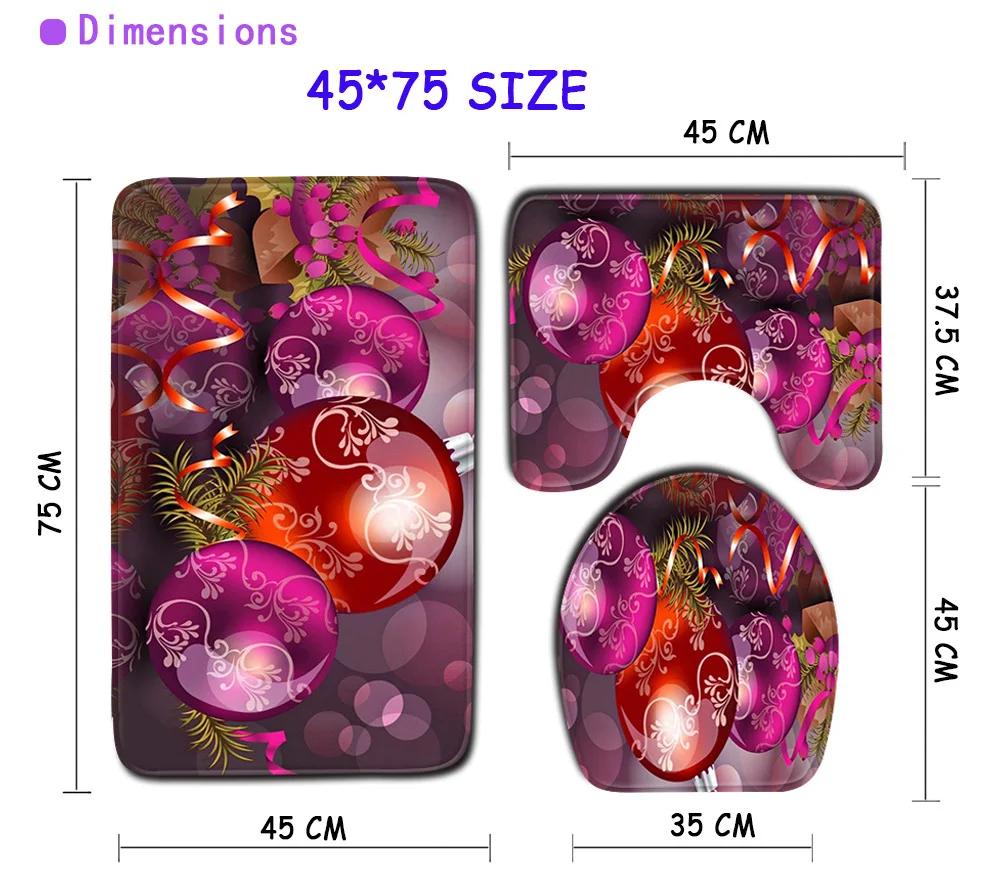 Т 3 шт коврики для ванной комнаты рождественский нескользящий комплект коврик для туалета водопоглощающий ковер для домашнего декора 45*75 см Набор ковриков для ванной