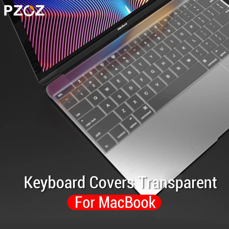 PZOZ силиконовый защитный чехол для клавиатуры для Apple Macbook Pro MAC 15 Air 13 с сенсорной панелью, мягкая клавиатура, прозрачный чехол