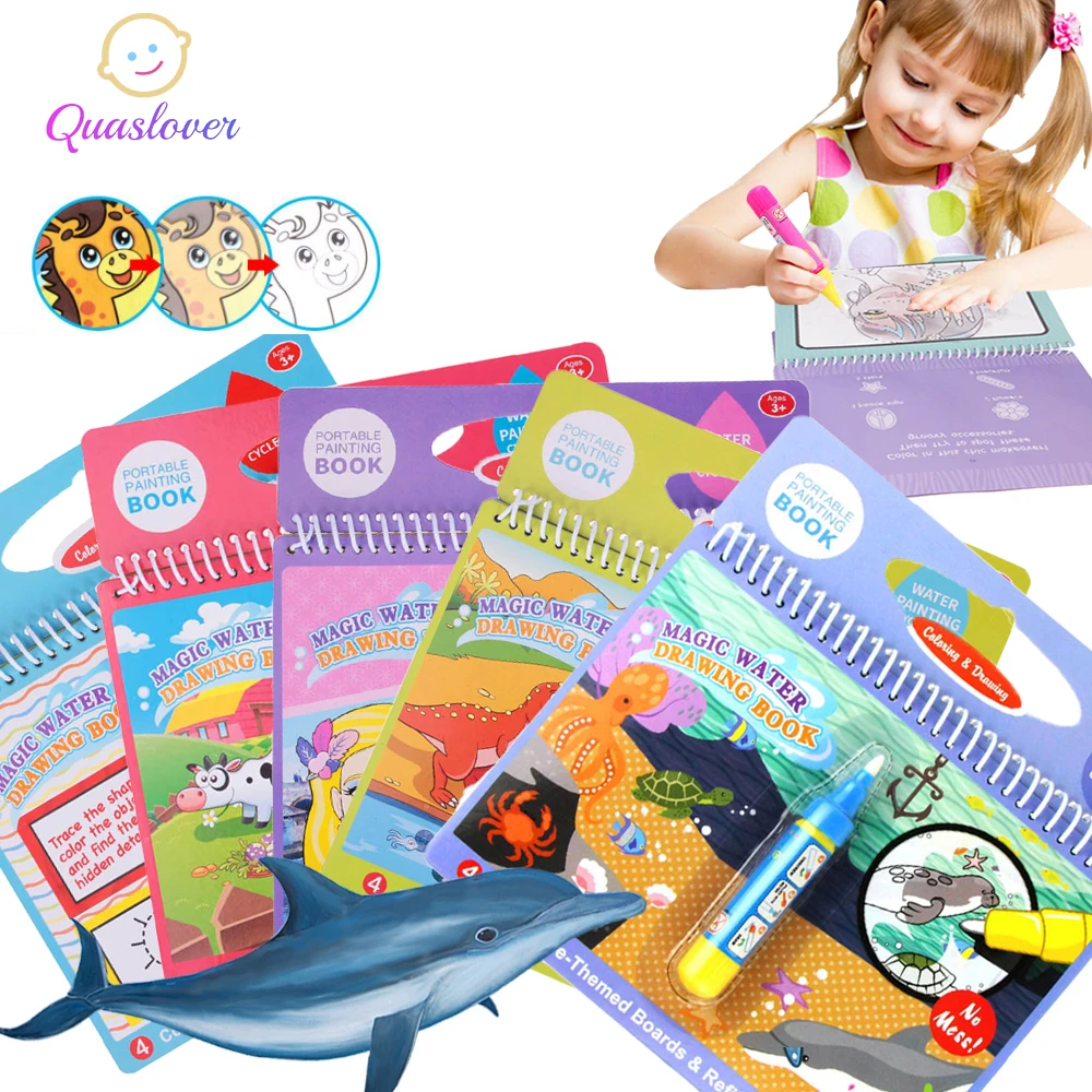

Kids Magic Water Drawing Book Water Coloring Book Toys Painting Mat Doodle Board With Pen For Children Baby Early Education Book
