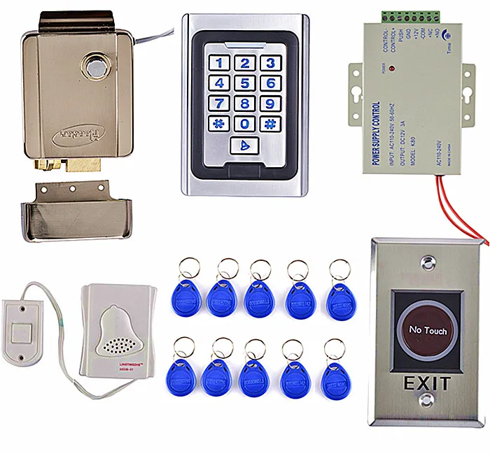 

Metal IR NO Touch Door Button + RFID Card Metal Case Door Access Control Kit +Safety Stronger Electric Door Lock+ 10 Key Card
