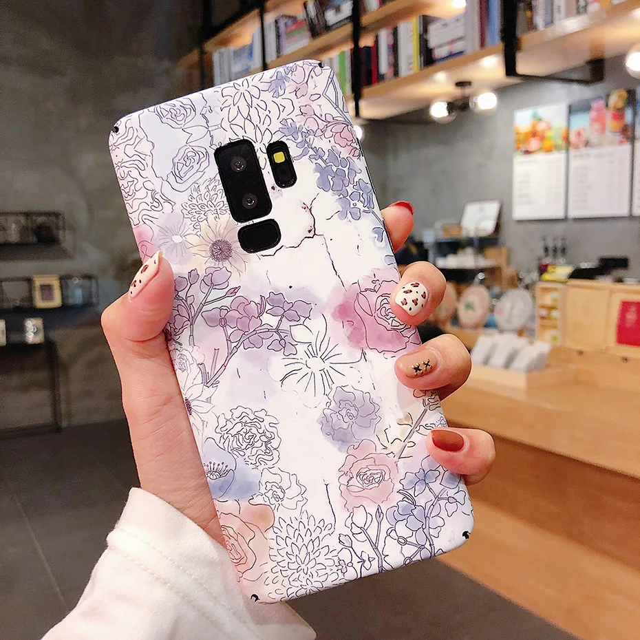 CAPAME Hard Plastic Floral Girls Case For Samsung Galaxy S7 Edge Note 8 9 S8 S9 Plus Noctilucent Cases For Samsung S7 Case Blue  (4)
